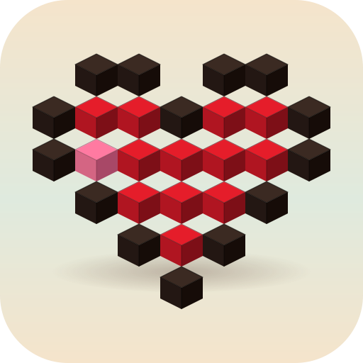 Cubelets app icon - a voxel heart built from cubes